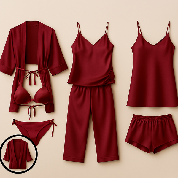 7-Piece Luxury Satin Sleepwear & Lingerie Set For Women