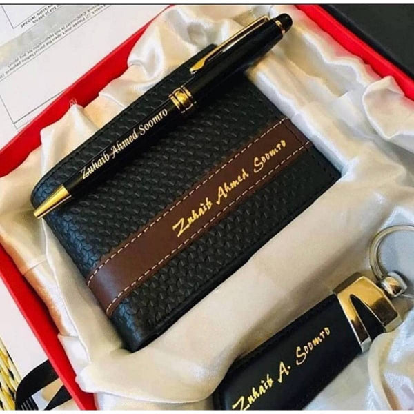 CUSTOMIZE NAME ON WALLET , KEY CHAINS , PEN WITH BOX PACKING