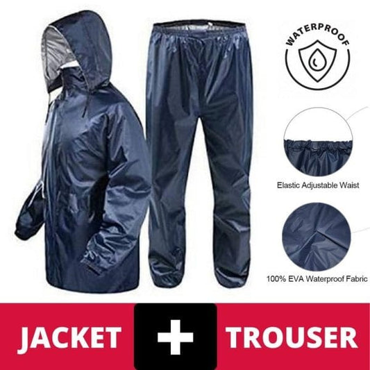 Waterproof Rain Coat With Trouser And Cap For Men And Women