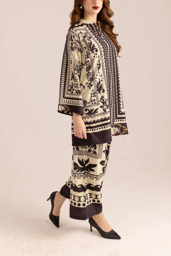 Graceful Co-ord For Girls Set Black & White Combo