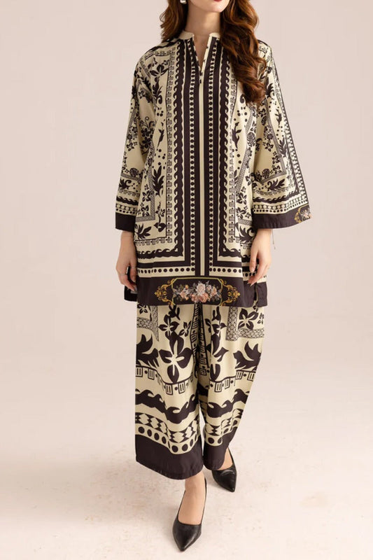 Graceful Co-ord For Girls Set Black & White Combo