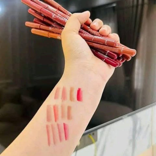 Set of 12 Flormar lip liners with creamy texture – perfect for defining lips with rich, bold shades.