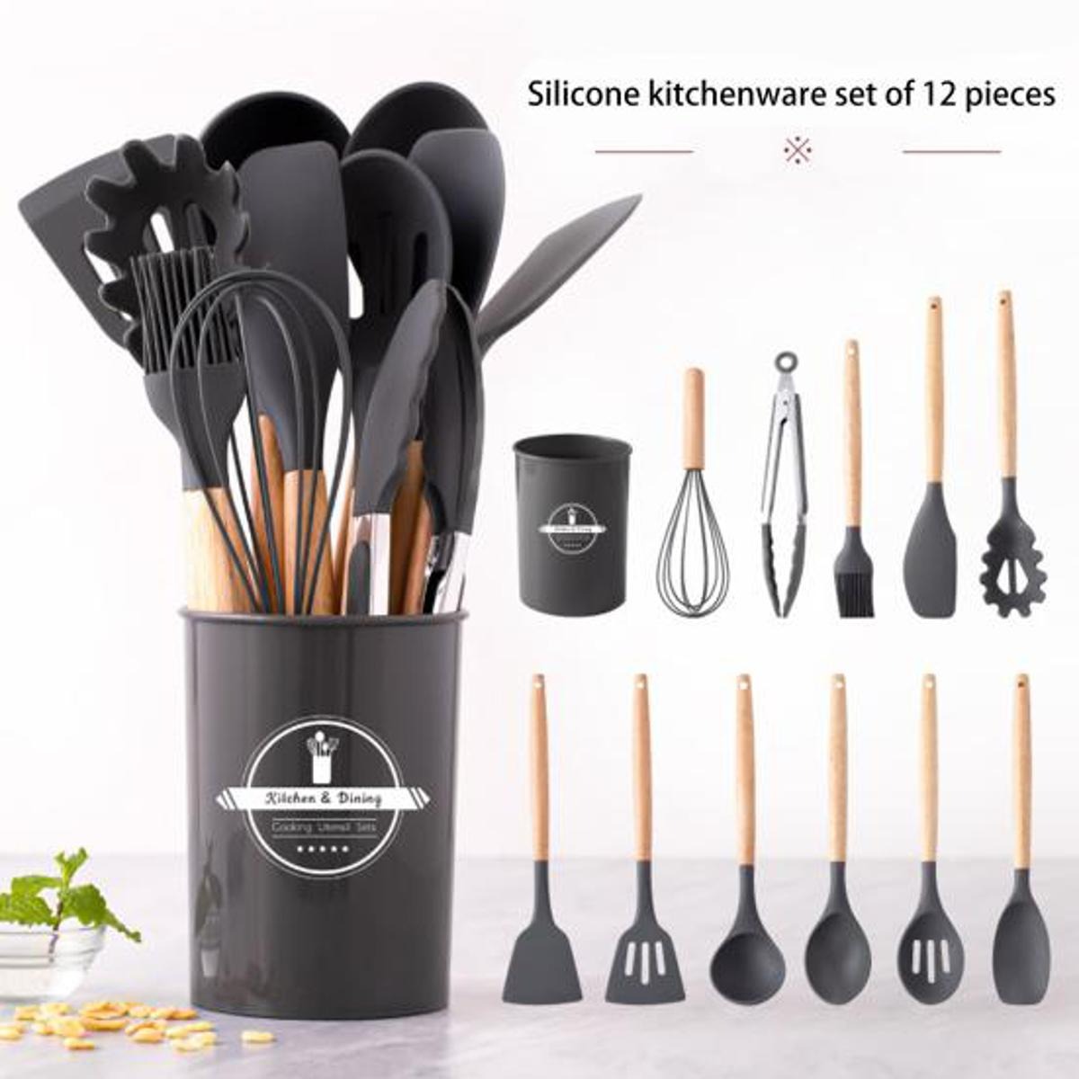 12 Pcs Silicone Cooking Utensils Kitchen Utensil Set