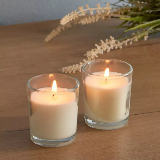 Set of 2 Scented Aromatherapy Candles with Glass for Home and Office Decoration