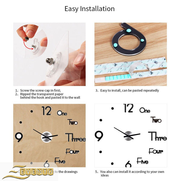 EVENTO Wall Clock 3D 24 inches Wooden DIY Design Decoration for home, office, gift