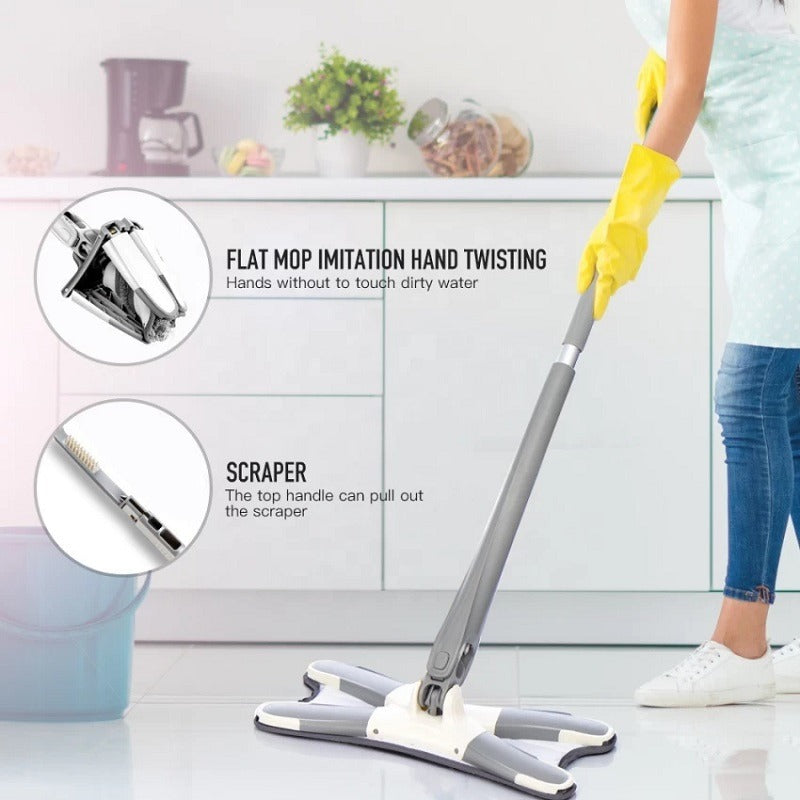 Eco-Friendly X-Type Design Self Wash And Dry Squeeze Flat Mop