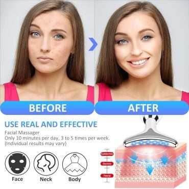 3 in 1 LED Face & Neck Massager – Anti-Wrinkle Skin Tightening Tool