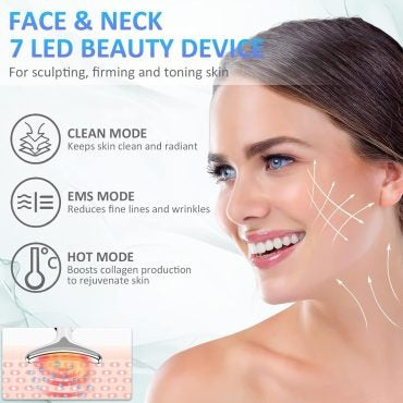 3 in 1 LED Face & Neck Massager – Anti-Wrinkle Skin Tightening Tool